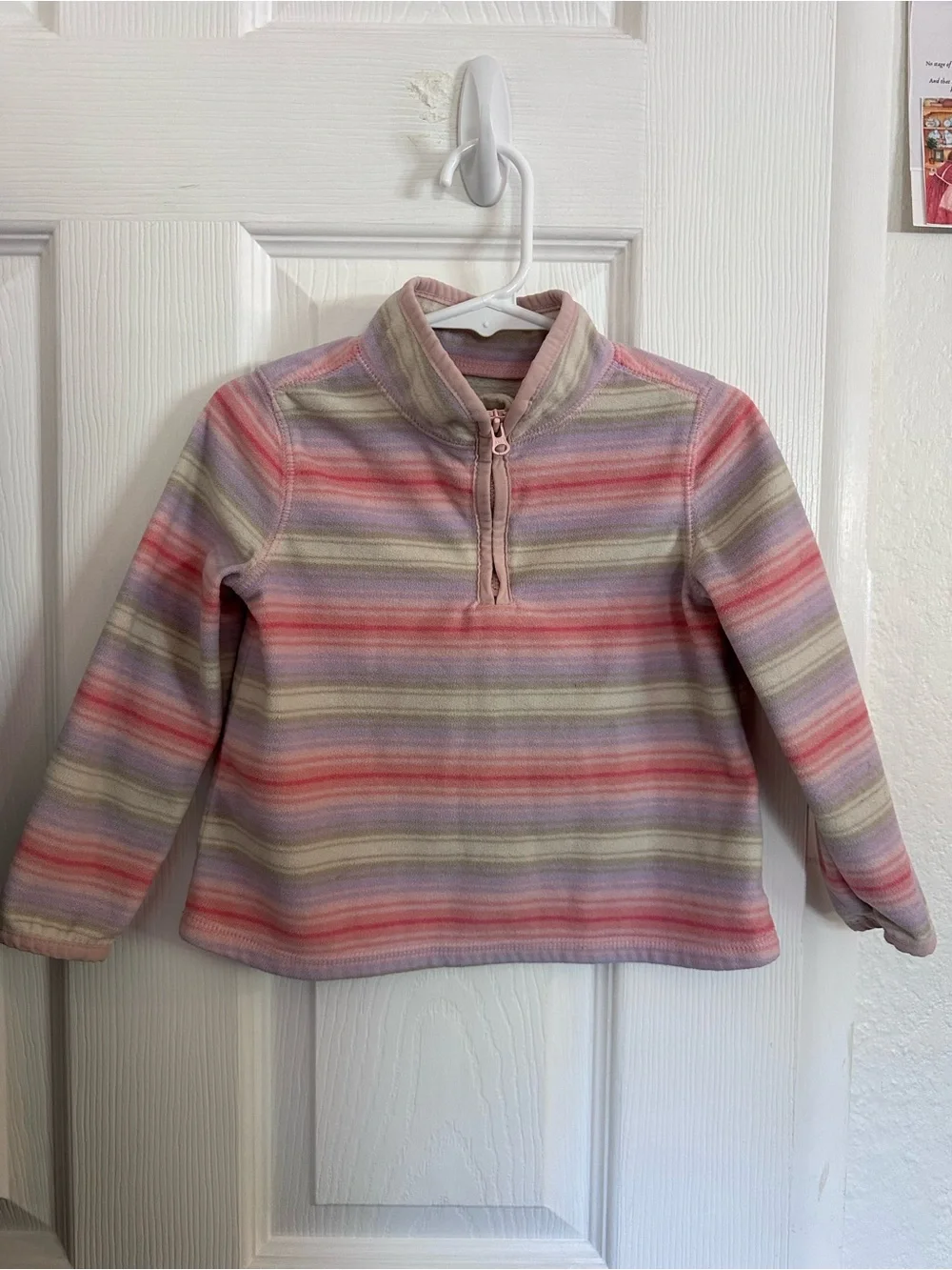 Osh Kosh Pastel Striped Quarter-Zip Fleece Top